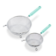 GreenLife Stainless Steel Mesh Strainers, Set of 2 | Turquoise