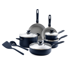 Dover Ceramic Nonstick 12-Piece Cookware Set | Oxford Blue | GreenPan