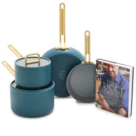 Stanley Tucci™ Ceramic Nonstick 6-Piece Cookware Set with the Tucci Cookbook | Venetian Teal