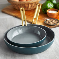Stanley Tucci™ Ceramic Nonstick 4-Piece Chef Set with The Tucci Cookbook | Venetian Teal