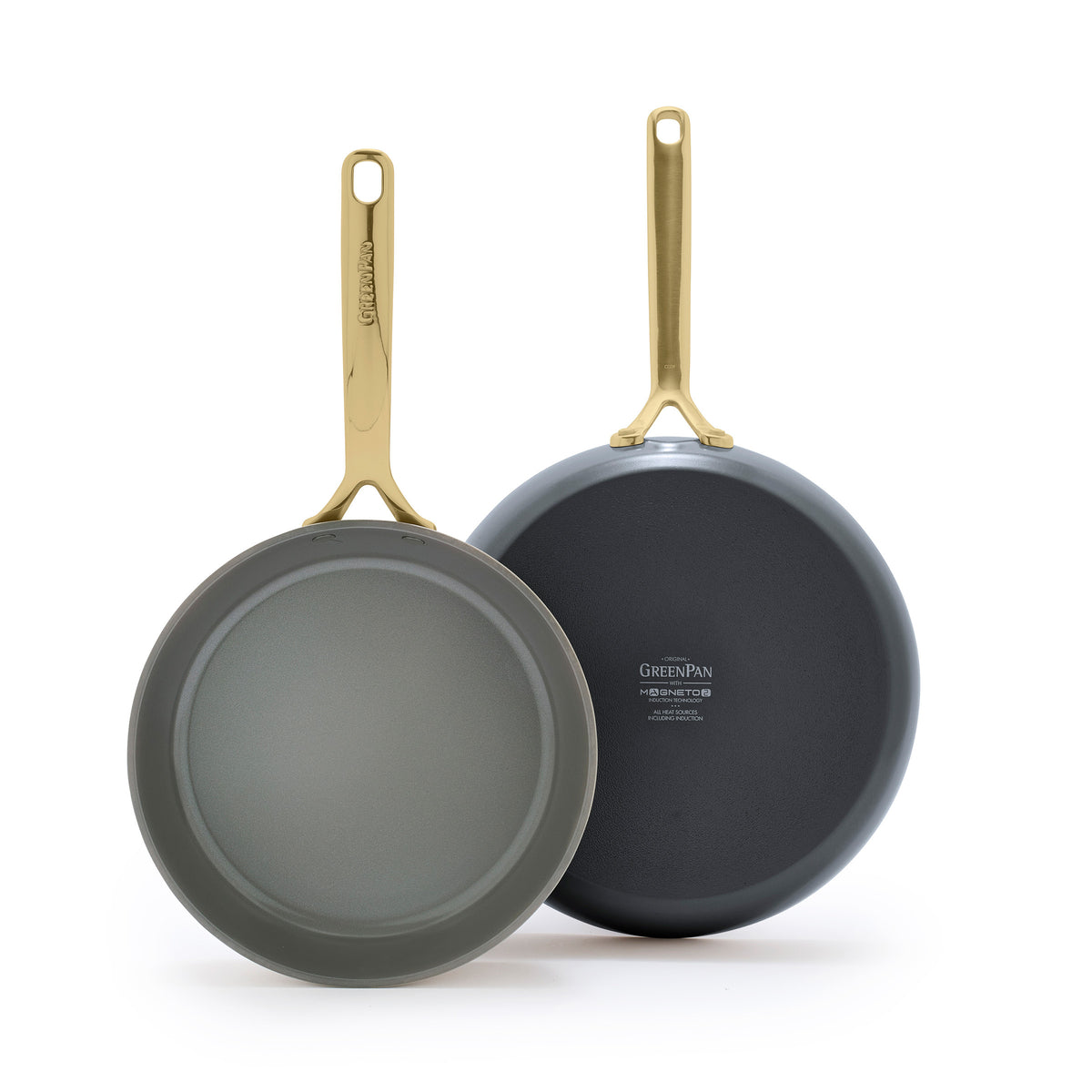 GP5 Colors Ceramic Nonstick 9.5" and 11" Frypan Set with Champagne