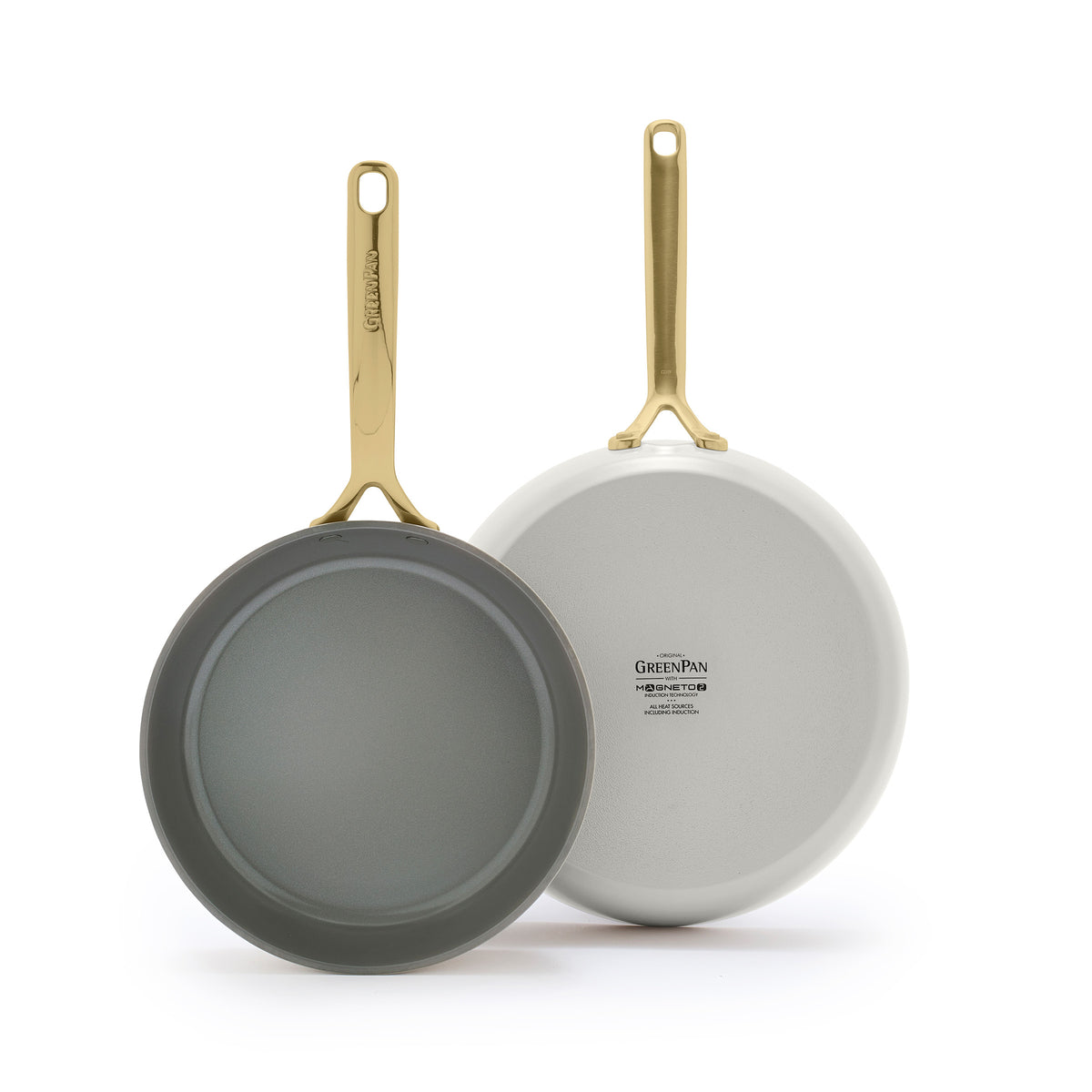 GP5 Colors Ceramic Nonstick 9.5" and 11" Frypan Set with Champagne
