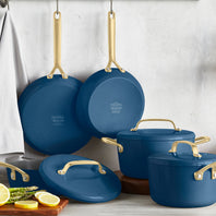 GP5 Colors Ceramic Nonstick 11-Piece Cookware Set with Champagne Handles | Marine Blue