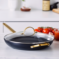 Reserve Ceramic Nonstick 12" Frypan with Lid and Helper Handle | Black