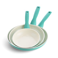 Rio Ceramic Nonstick 7", 9.5" and 11" Frypan Set | Turquoise