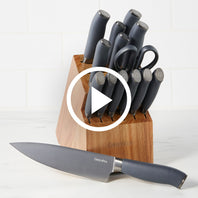 Titanium Cutlery Ultimate 16-Piece Knife Block Set | Gray