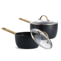 Reserve Ceramic Nonstick 1.5-Quart and 3-Quart Saucepan Set with Lids | Black