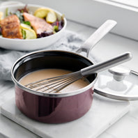 Merten & Storck Steel Core Enameled 1.5-Quart Saucepan with Lid | Chocolate Truffle
