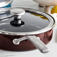 Merten & Storck Steel Core Enameled 3-Quart Sauté Pan with Lid | Chocolate Truffle