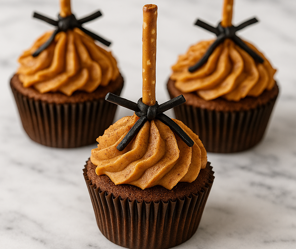 Pumpkin Spice Witch’s Broom Cupcakes