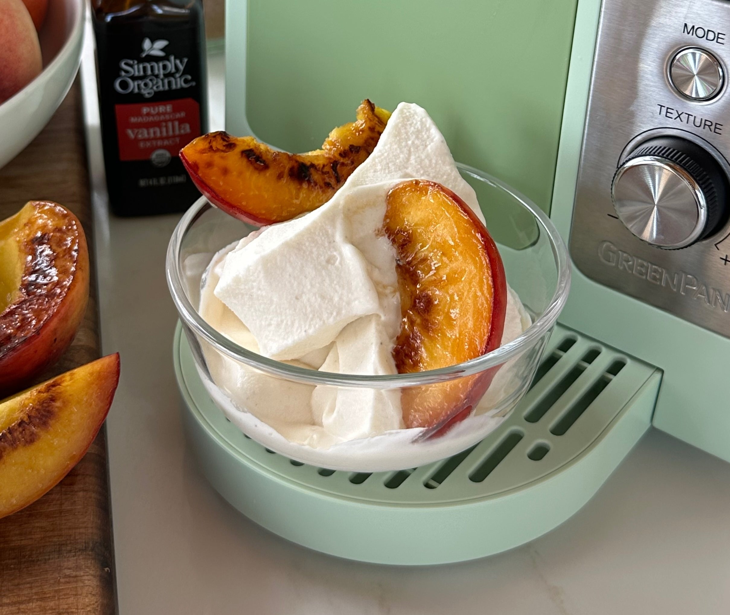 Mascarpone Gelato with Vanilla Grilled Peaches