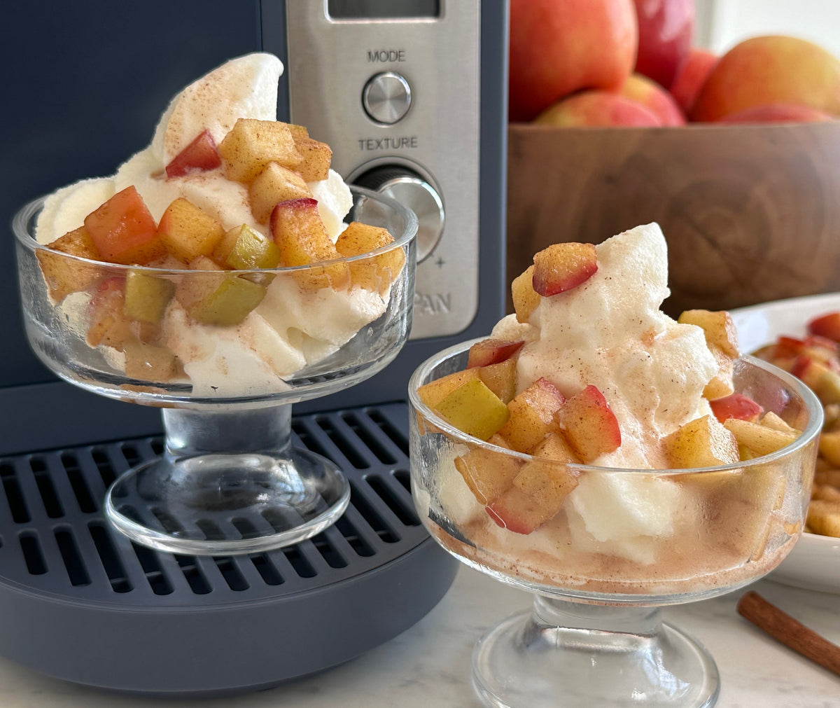 Bourbon Caramel Soft Serve with Spiced Sautéed Apples
