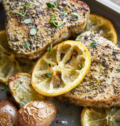 Lemon-Herb Tuna Steaks with Potatoes