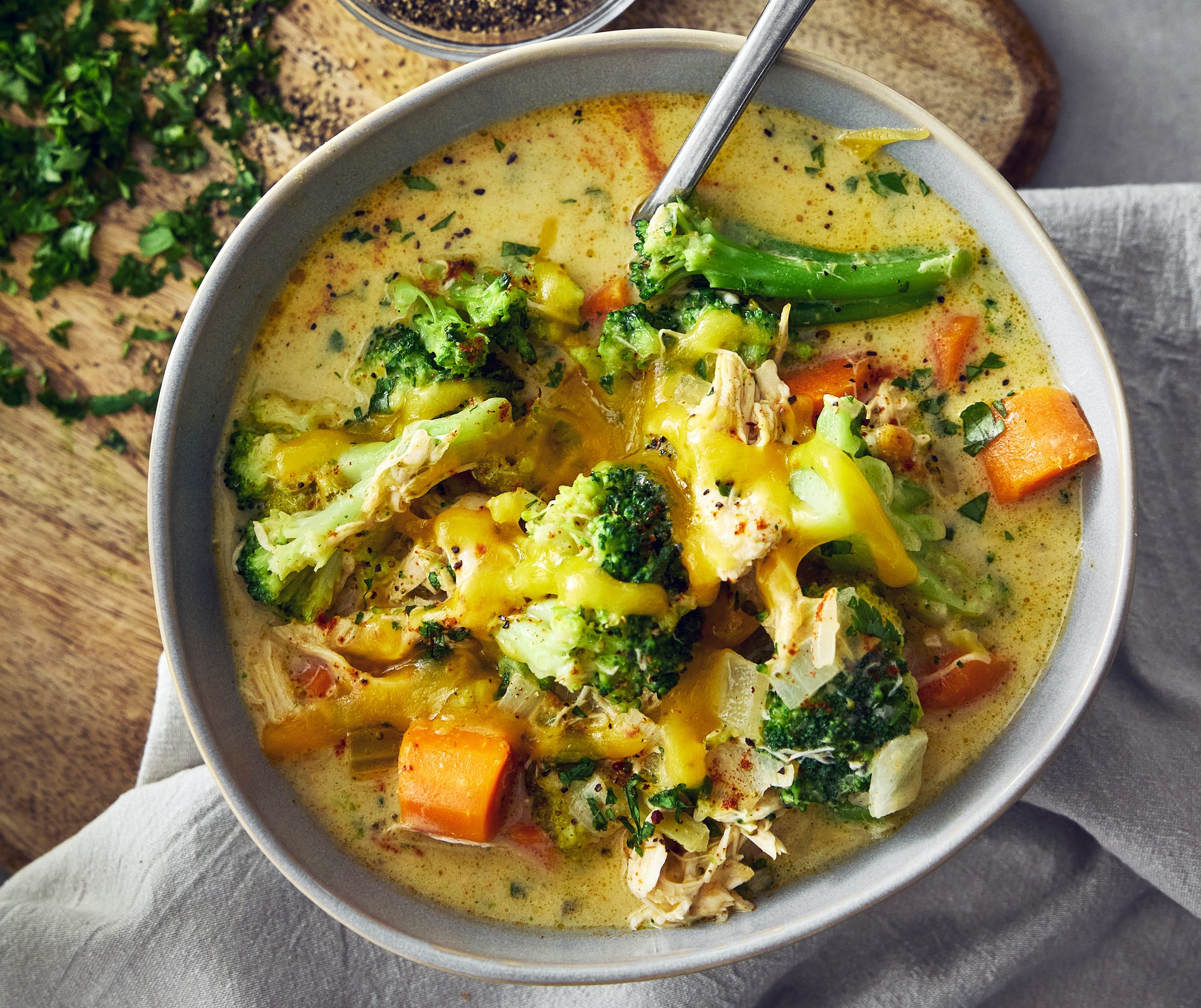 Chicken, Broccoli and Cheddar Soup