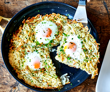 Skillet Cheesy Hash Browns and Eggs