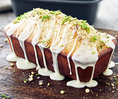 Lime and Pistachio Loaf Cake with Citrus Glaze