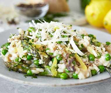 Lemony Asparagus and Spring Pea Risotto