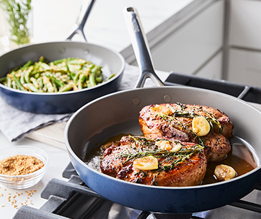 Pan-Seared Pork Chops and Sesame Green Beans