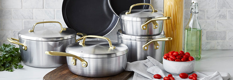 GP5 Stainless Steel 10-Piece Cookware Set | Champagne Handles