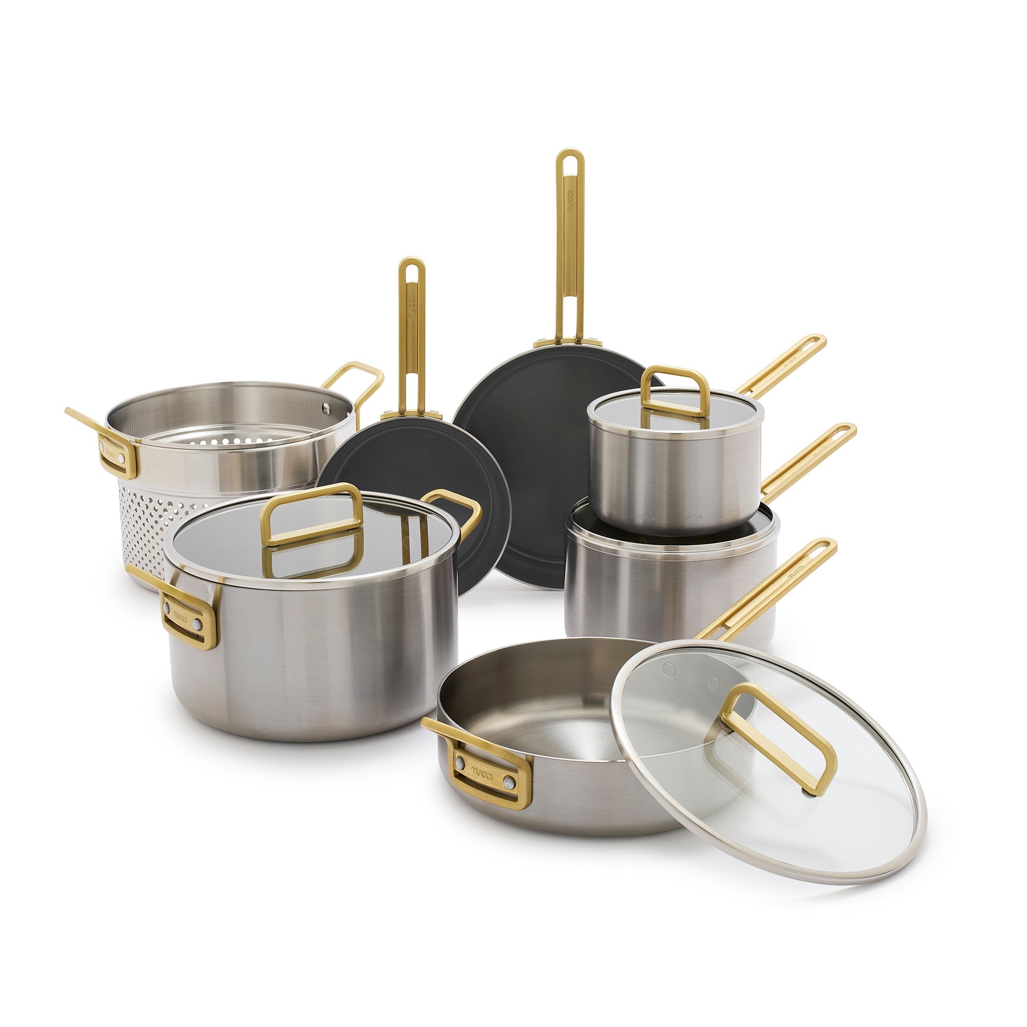 Stanley Tucci™ Mixed Material Stainless Steel 11-Piece Cookware Set