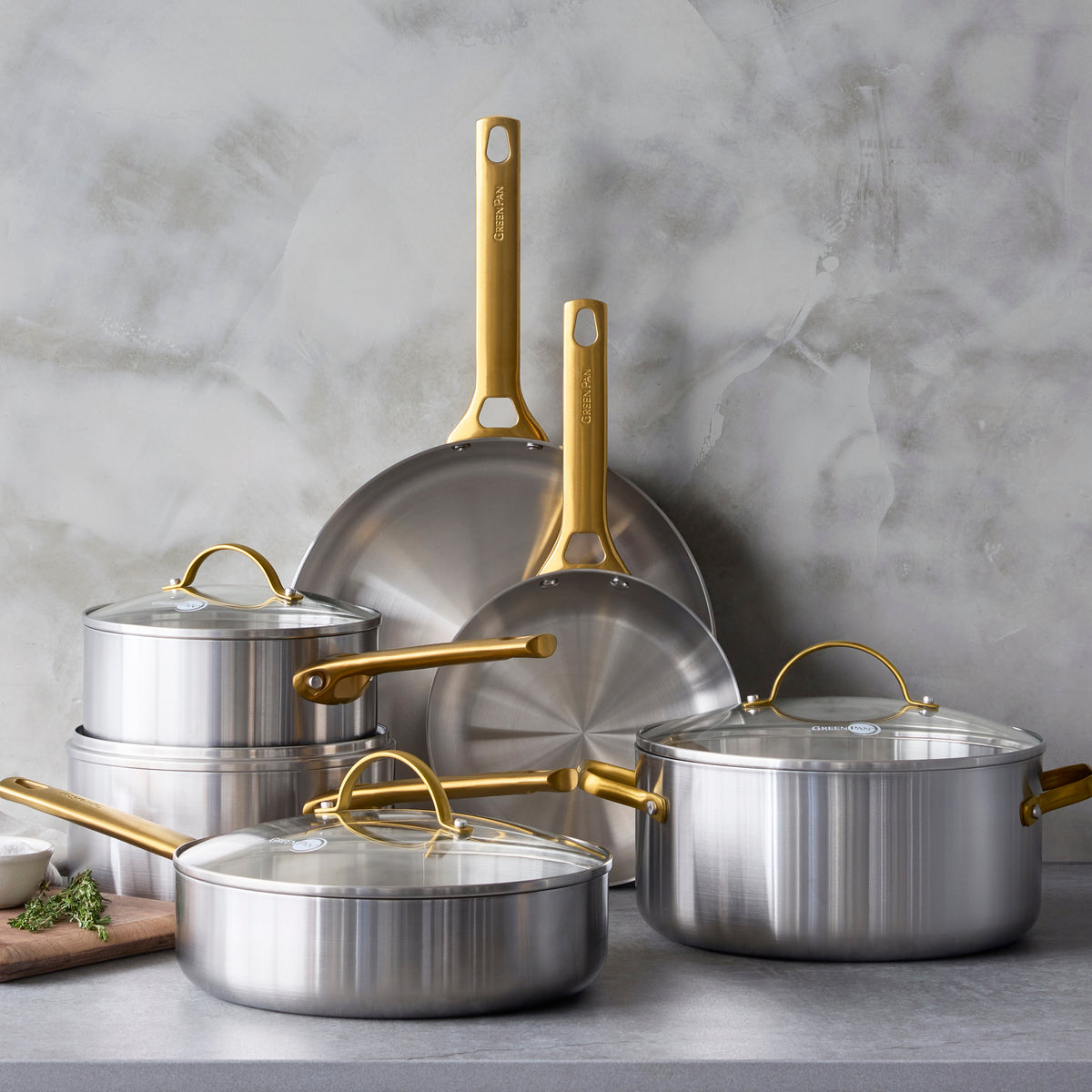 Kitchenware Stel Reserve Stainless Steel 10-Piece Cookware Set | GreenPan