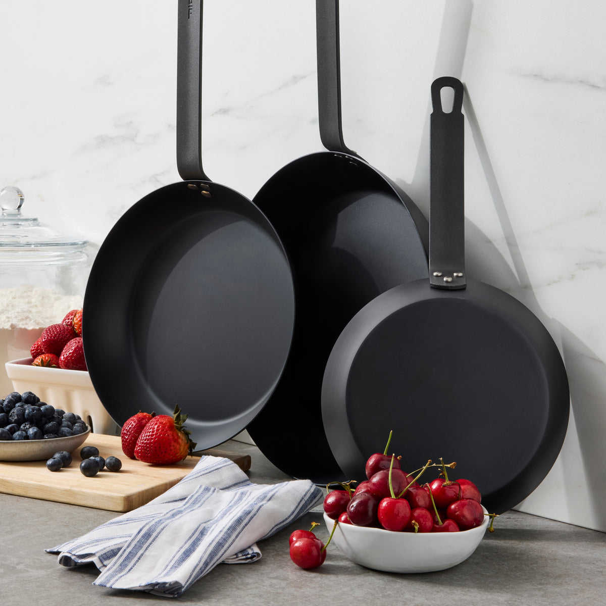 Bobby Flay by GreenPan 8", 10" and 12" Carbon Steel Frypan Set