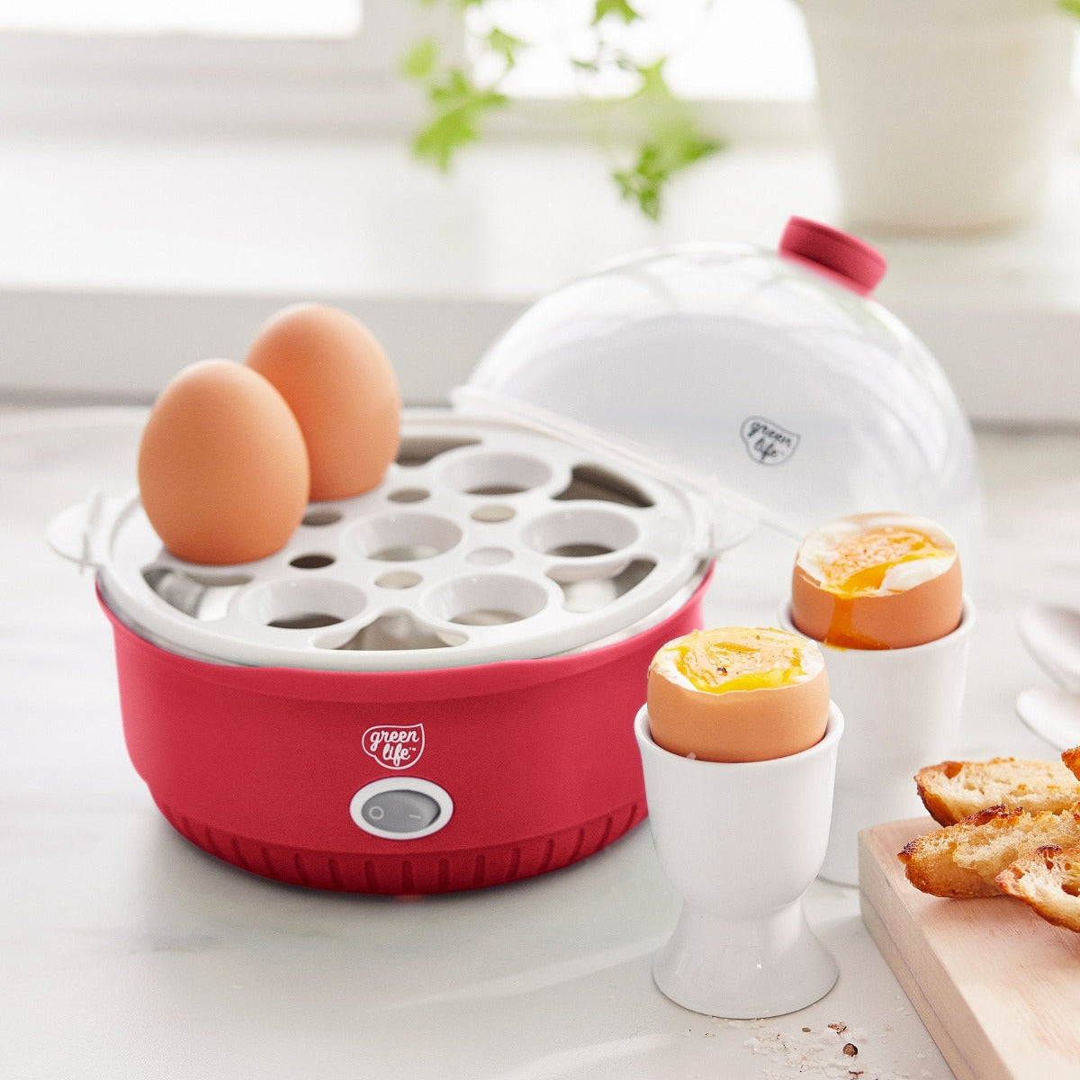 Egg Cooker, Egg Boiler with Steamer Attachment for Soft and Hard