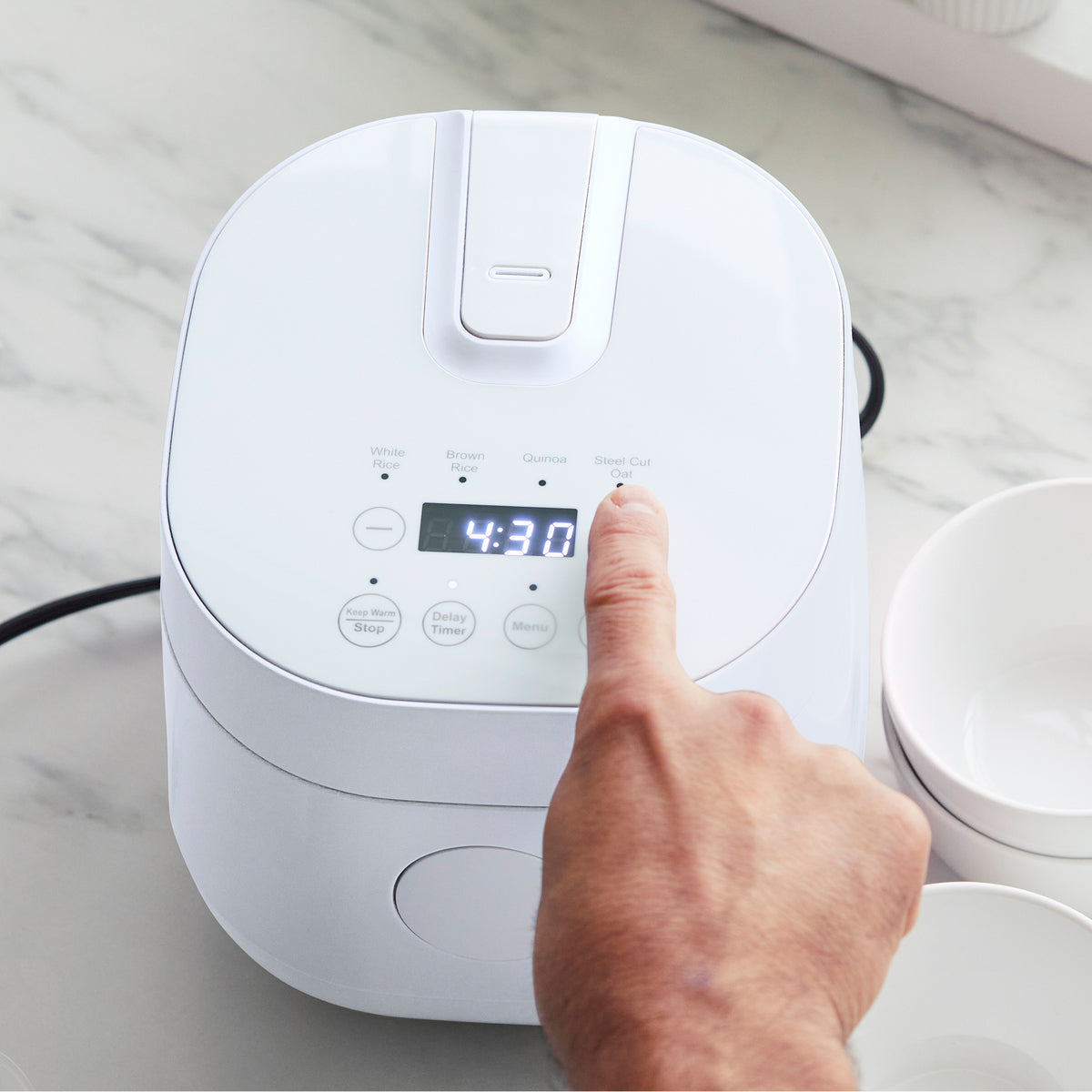 GreenLife 4-Cup Rice & Grains Cooker | White | GreenPan