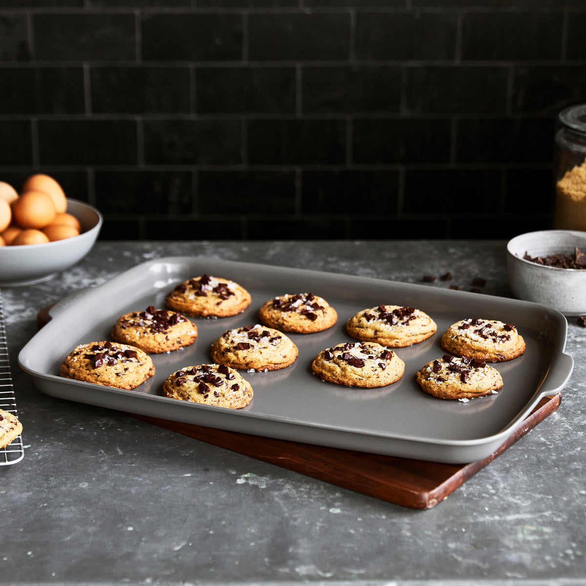 Premiere Ovenware Ceramic Nonstick 18" x 13" Half Sheet Pan Set | Gray