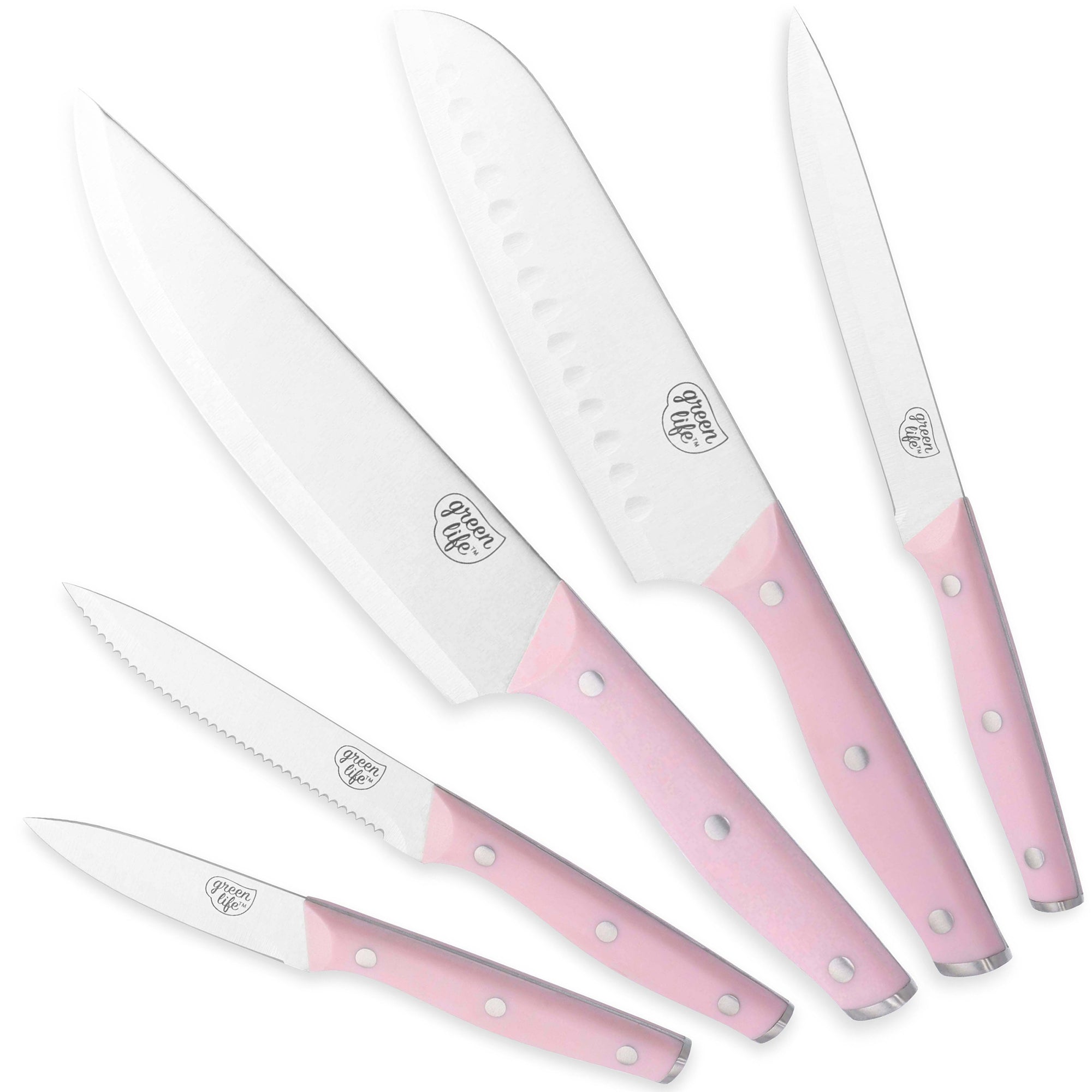 GreenLife Stainless Steel 5-Piece Cutlery Set, Pink