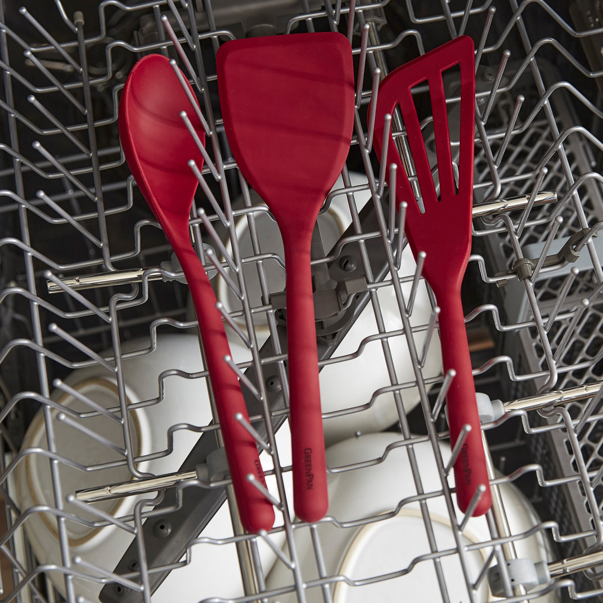Healthy Non-Toxic PFAS Free Cookware - Platinum Silicone Tongs | Red by GreenPan