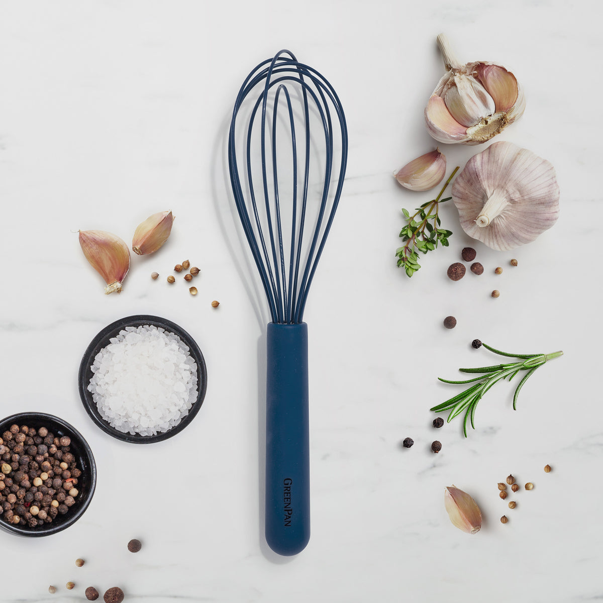 Healthy Non-Toxic PFAS Free Cookware - Platinum Silicone Whisk | Navy by GreenPan