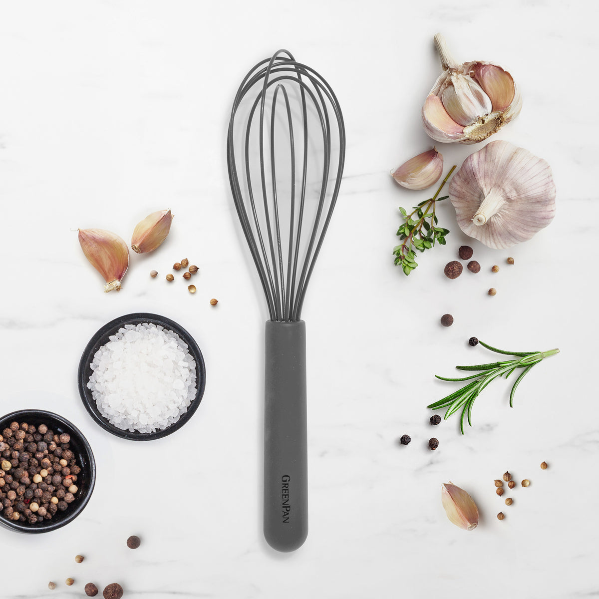 Mini Silicone Whisk, Grey, Sold by at Home