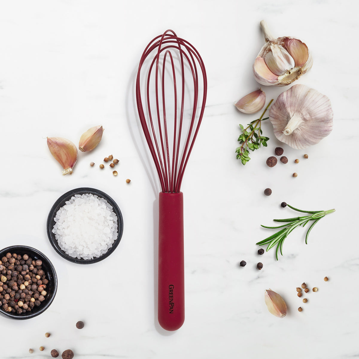 Healthy Non-Toxic PFAS Free Cookware - Platinum Silicone Whisk | Red by GreenPan