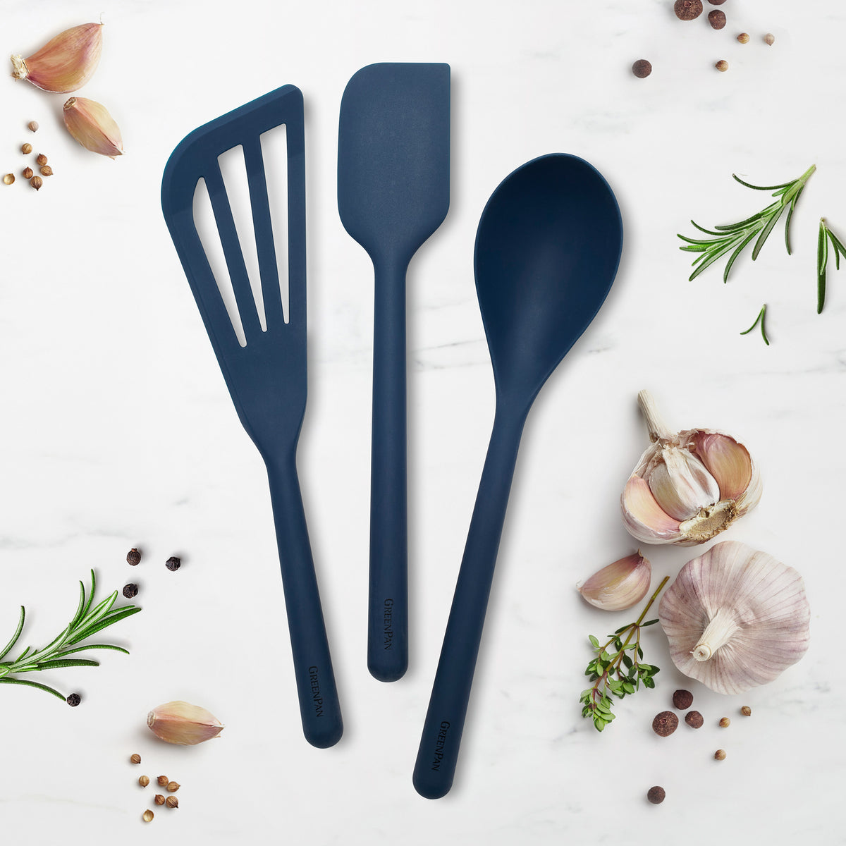 Platinum Silicone Tools 3-Piece Utensil Set | Navy | GreenPan