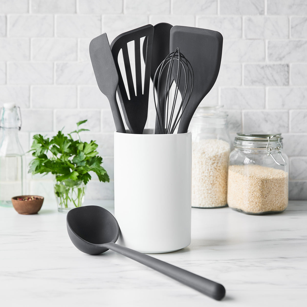 DIREKT 3-piece kitchen utensil set, black, stainless steel - IKEA