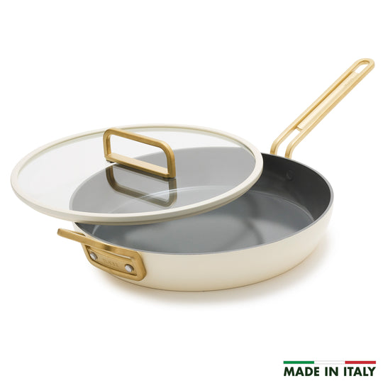 Stanley Tucci™ Ceramic Nonstick 12" Frypan with Lid | Carrara White