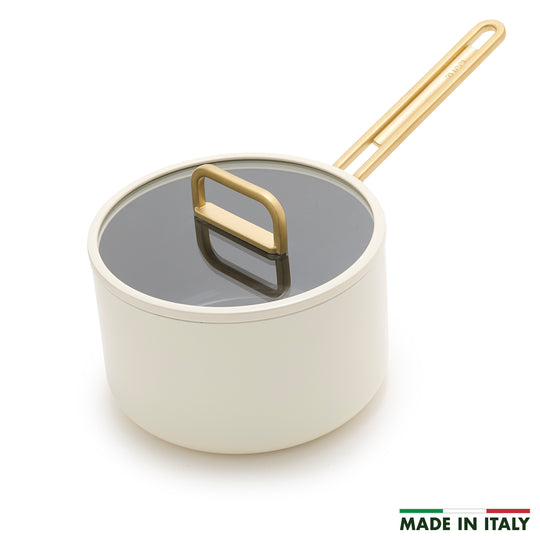 Stanley Tucci™ Ceramic Nonstick 4-Quart Saucepan with Lid | Carrara White