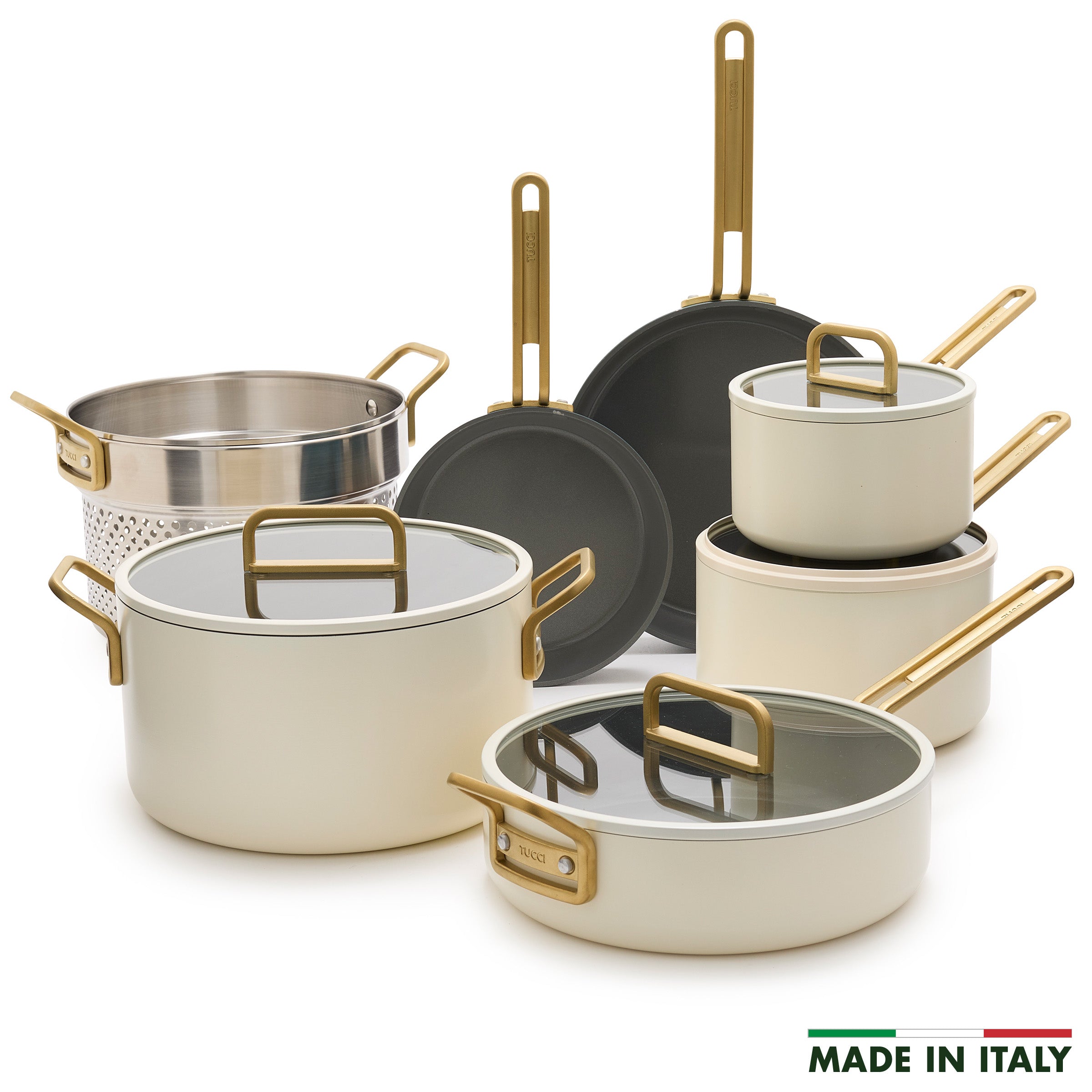 Stanley Tucci™ Ceramic Nonstick 11-Piece Cookware Set | Carrara White