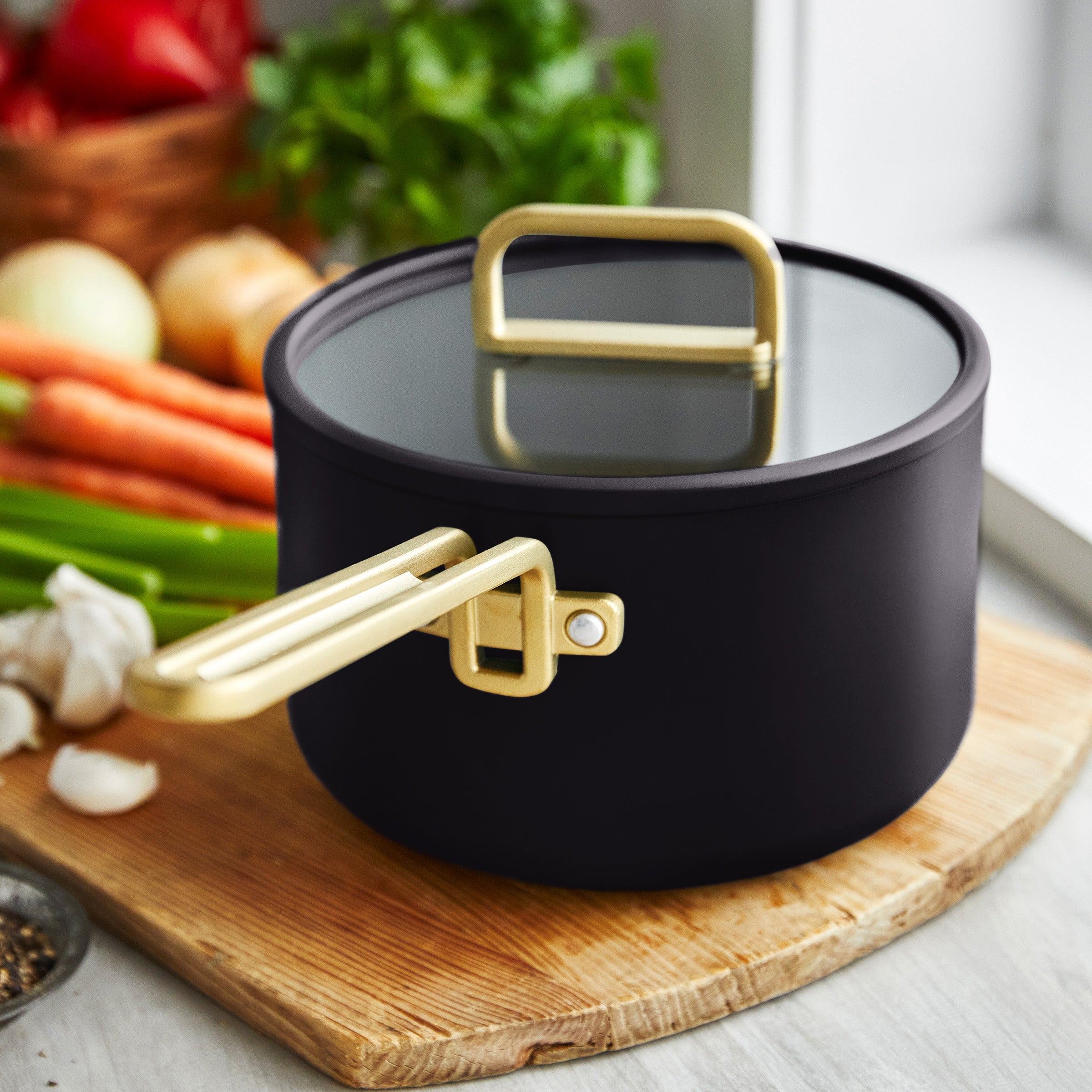 Stanley Tucci™ Ceramic Nonstick 4-Quart Saucepan with Lid | Calabrian Fig