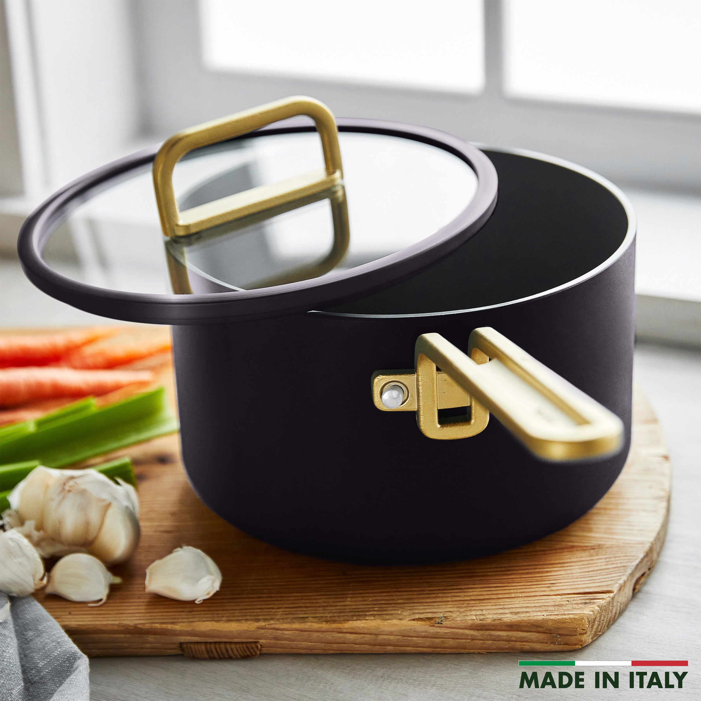 Stanley Tucci™ Ceramic Nonstick 4-Quart Saucepan with Lid | Calabrian Fig