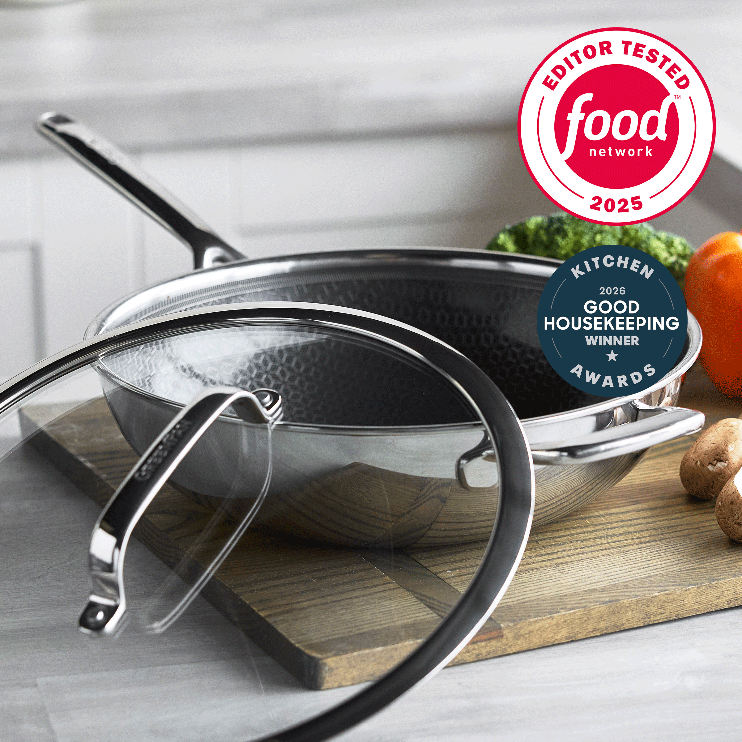 Spectra Thermobond Hybrid Ceramic Nonstick 12" Wok with Lid