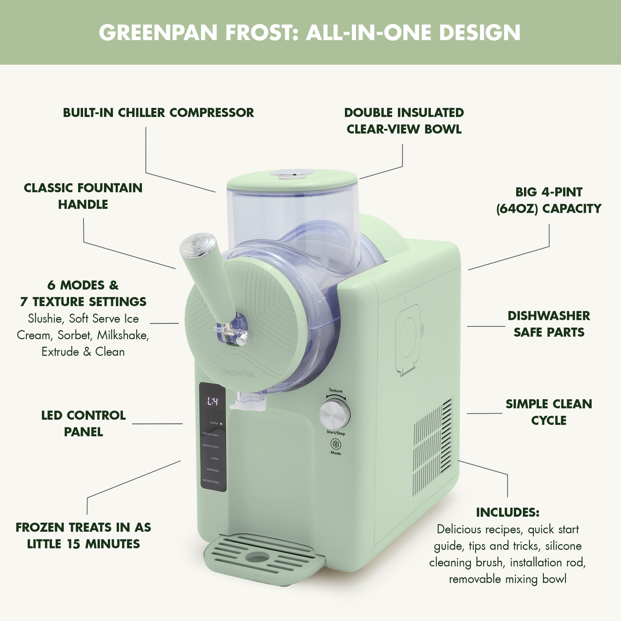 Frost 15-in-1 Ice Cream & Frozen Drink Maker | Pistachio