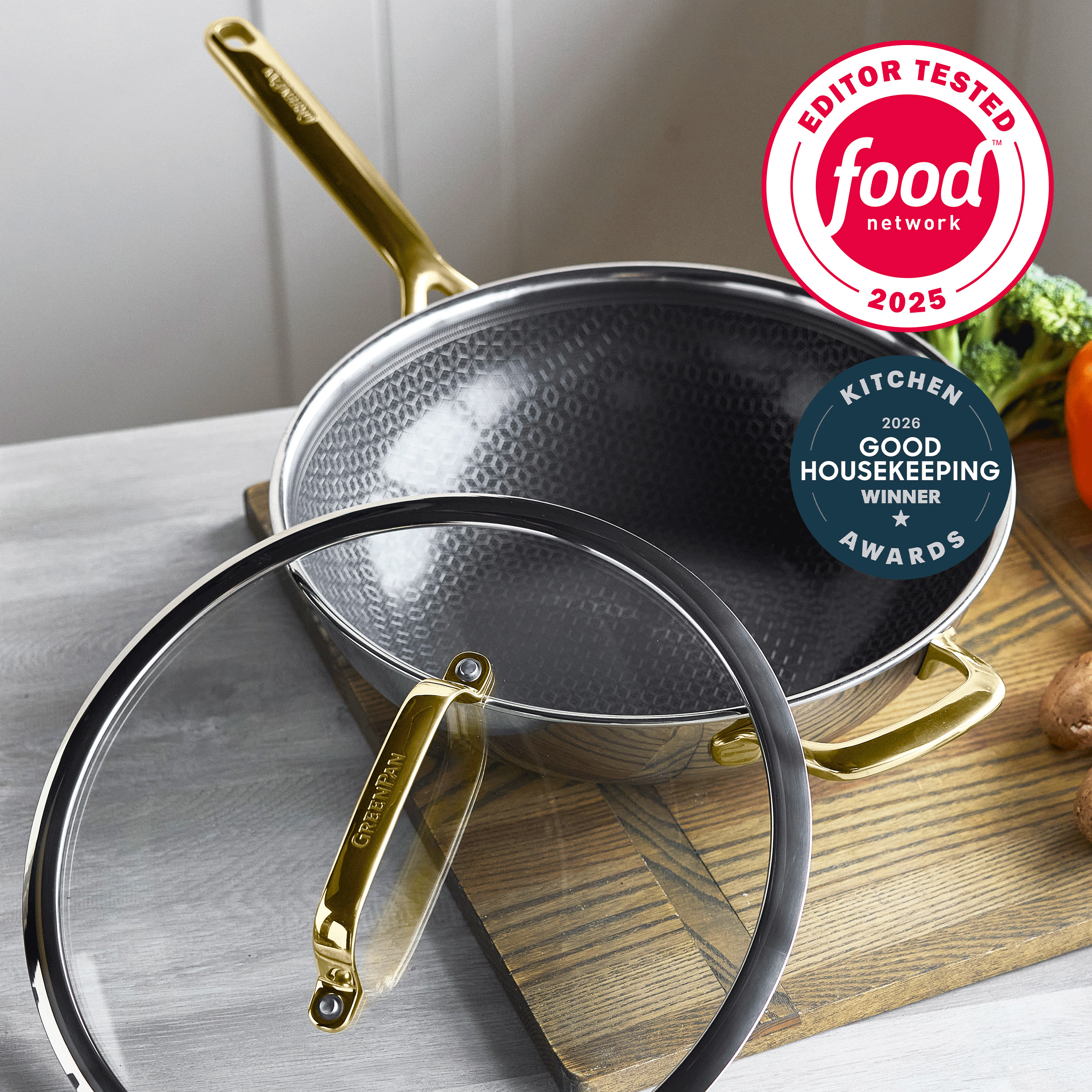 Spectra Gold Thermobond Hybrid Ceramic Nonstick 12" Wok with Lid