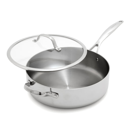 Valencia Pro Stainless Steel Uncoated 5-Quart Sauté Pan with Lid