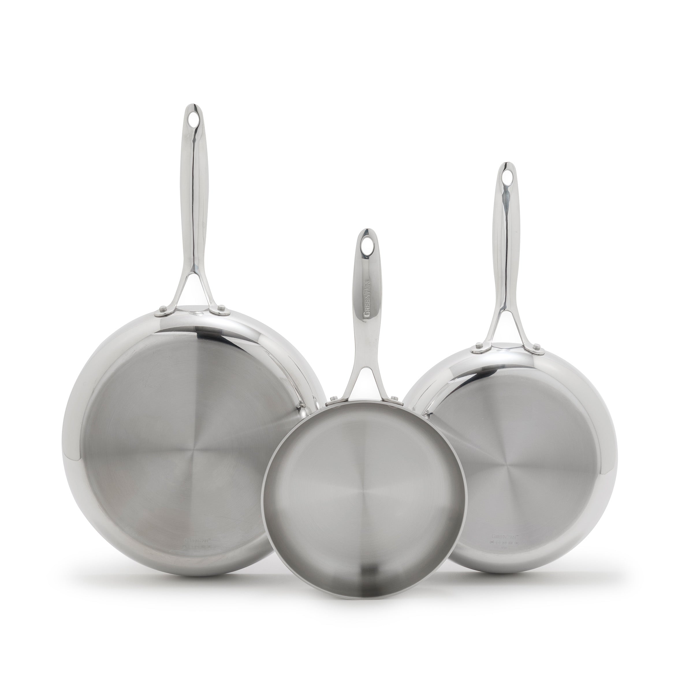 Valencia Pro Stainless Steel Uncoated 8, 9.5 and 11 Frypan Set