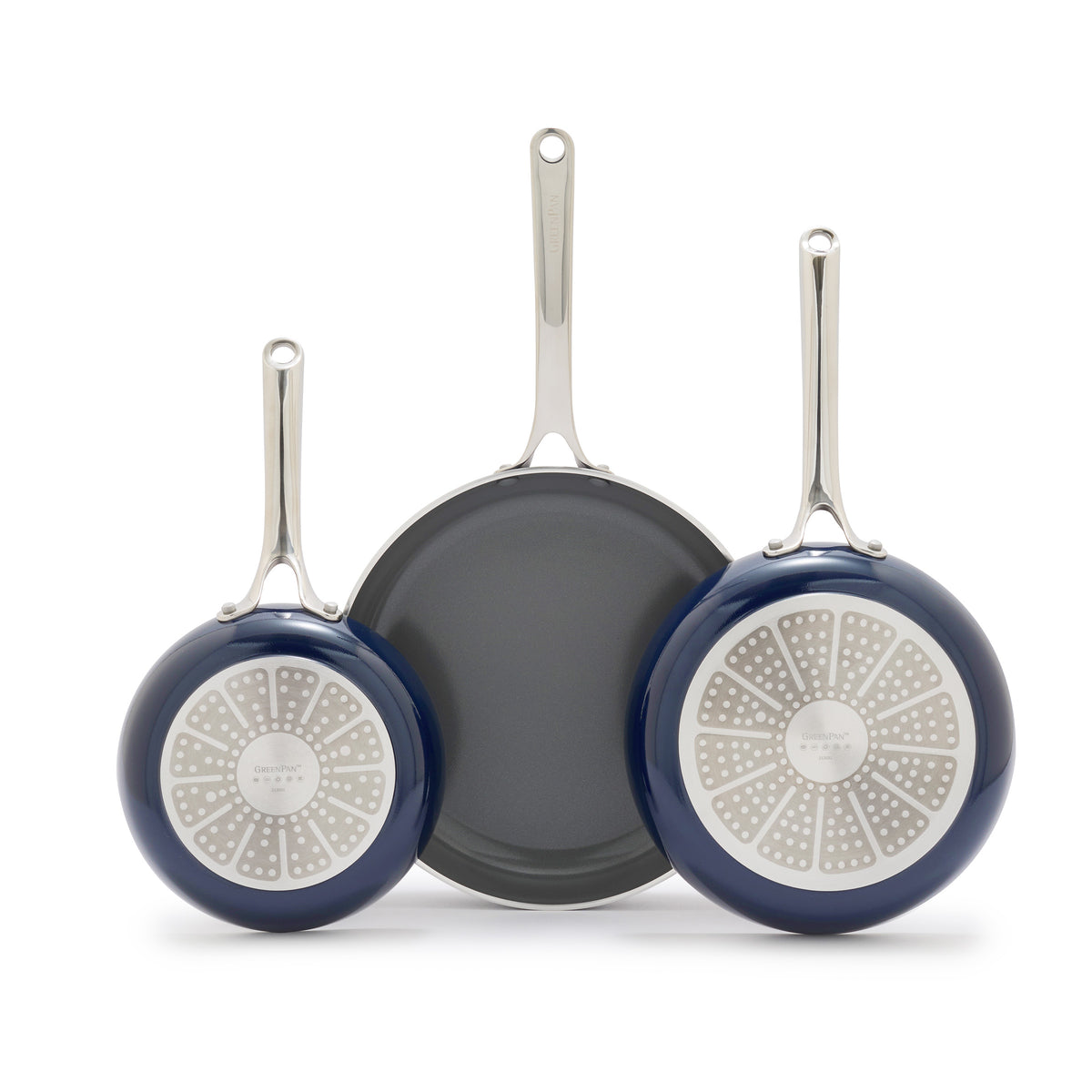 Gusto Ceramic Nonstick 8", 9.5" and 11" Frypan Set | Oxford Blue
