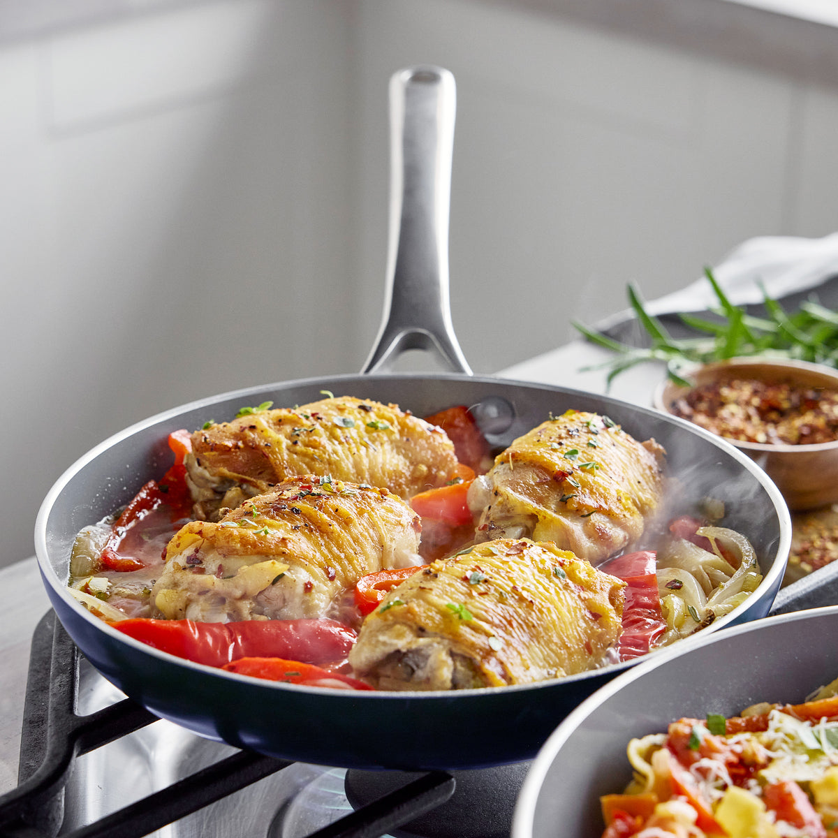 Gusto Ceramic Nonstick 8", 9.5" and 11" Frypan Set | Oxford Blue