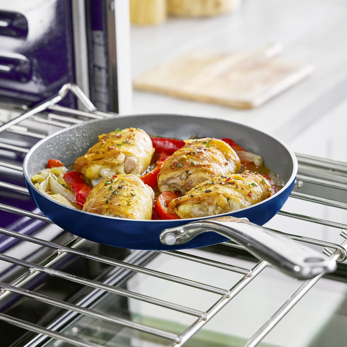 Gusto Ceramic Nonstick 8", 9.5" and 11" Frypan Set | Oxford Blue