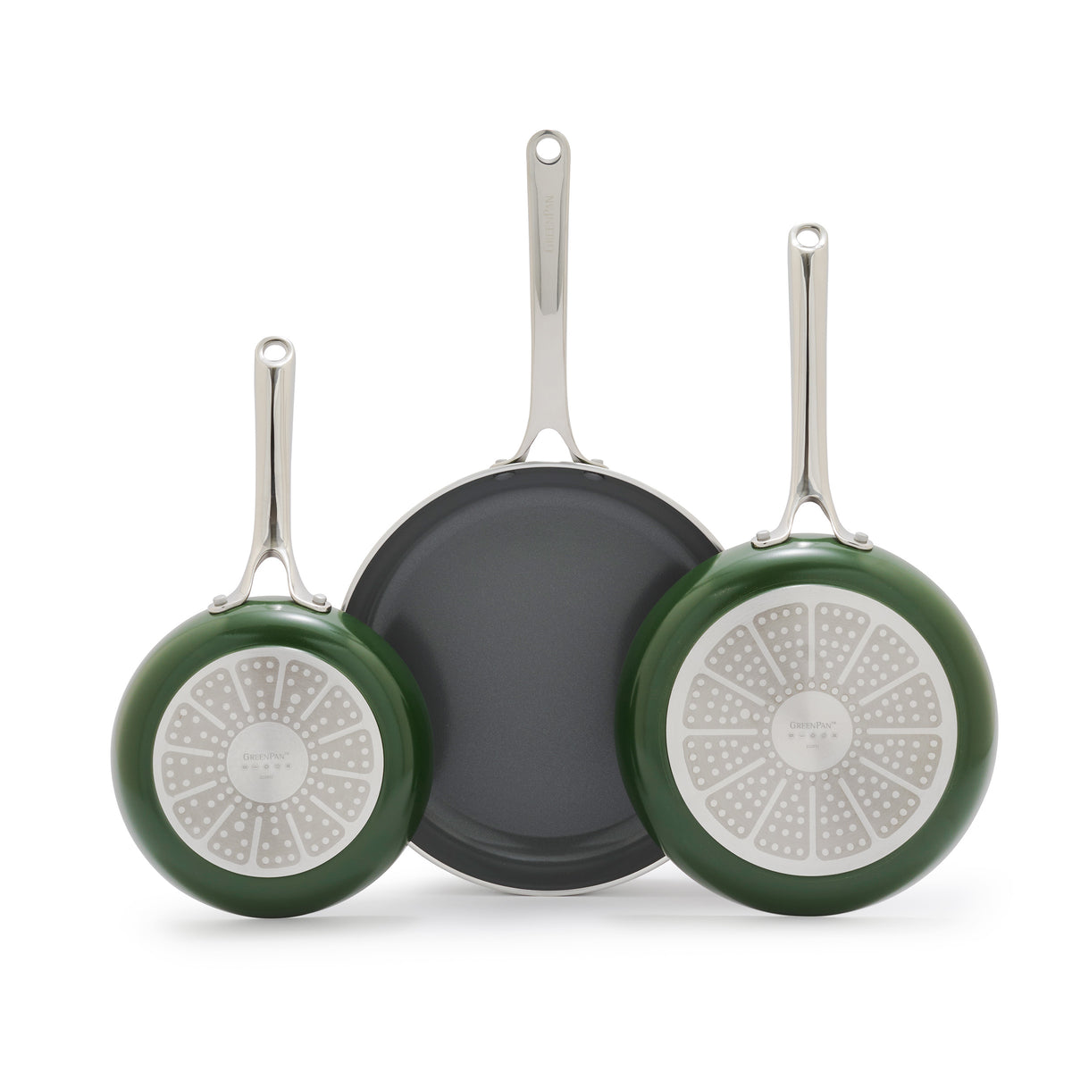 Gusto Ceramic Nonstick 8", 9.5" and 11" Frypan Set | Moss Green